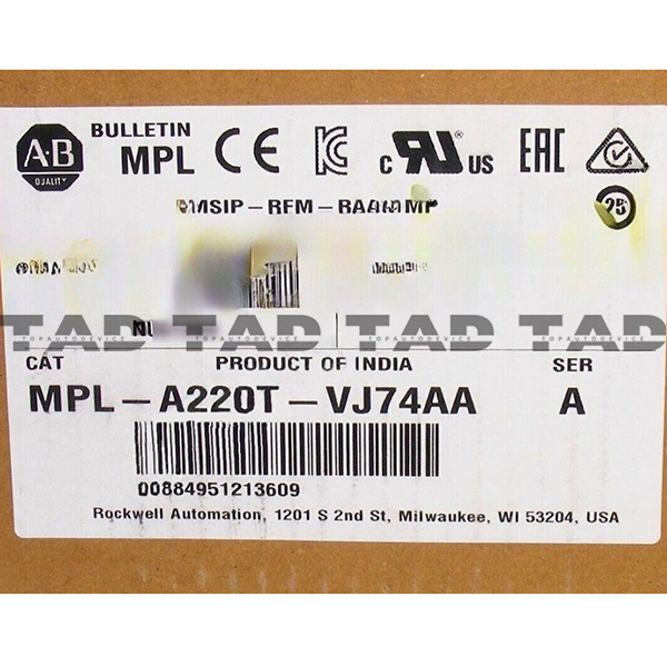 Allen-Bradley MPL-A220T-VJ74AA MP-Series MPL 240V AC Rotary Servo Motor