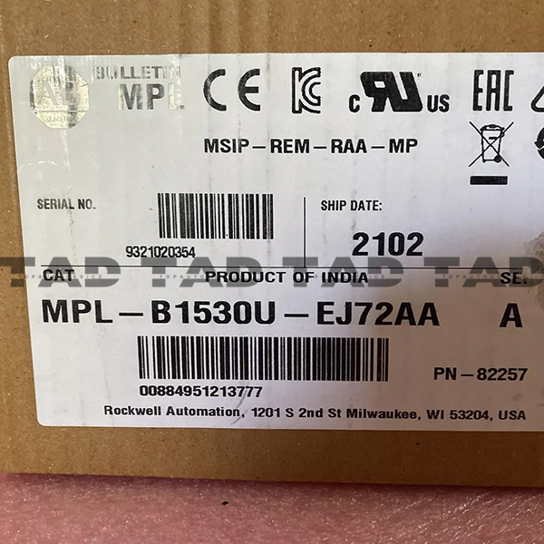 Allen-Bradley MPL-B1530U-EJ72AA MP-Series MPL 480V AC Rotary Servo Motor