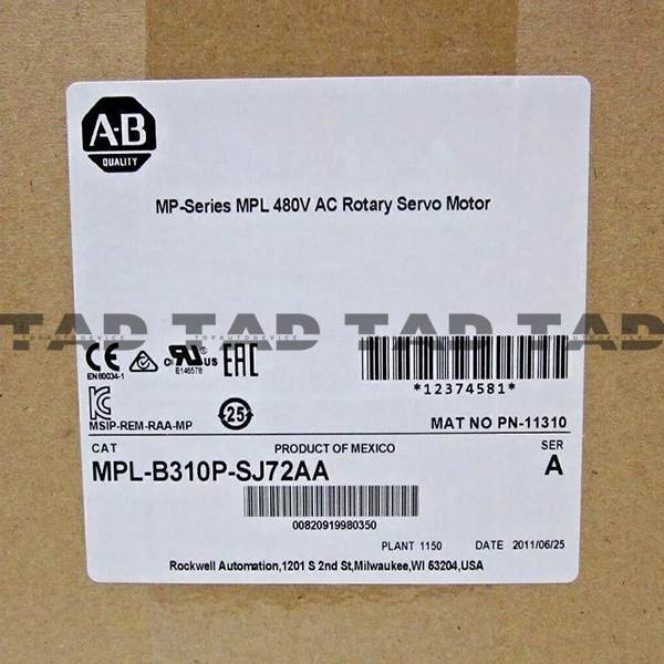 Allen-Bradley MPL-B310P-SJ72AA MP-Series MPL 480V AC Rotary Servo Motor