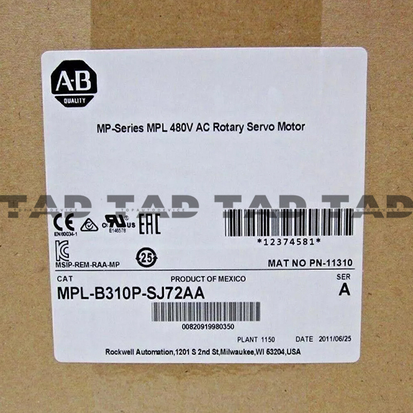 Allen-Bradley MPL-B310P-SJ72AA MP-Series MPL 480V AC Rotary Servo Motor