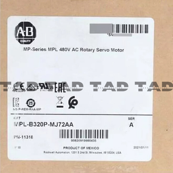 Allen-Bradley MPL-B320P-MJ72AA MP-Series MPL 480V AC Rotary Servo Motor