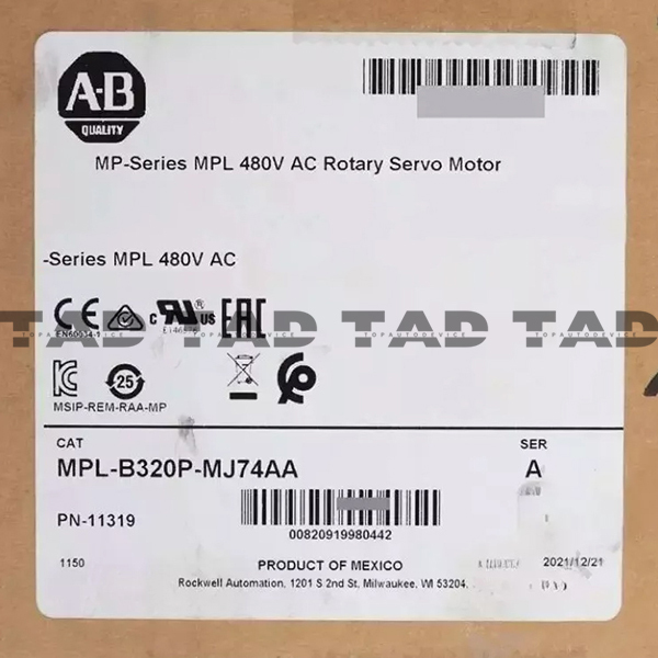 Allen-Bradley MPL-B320P-MJ74AA MP-Series MPL 480V AC Rotary Servo Motor