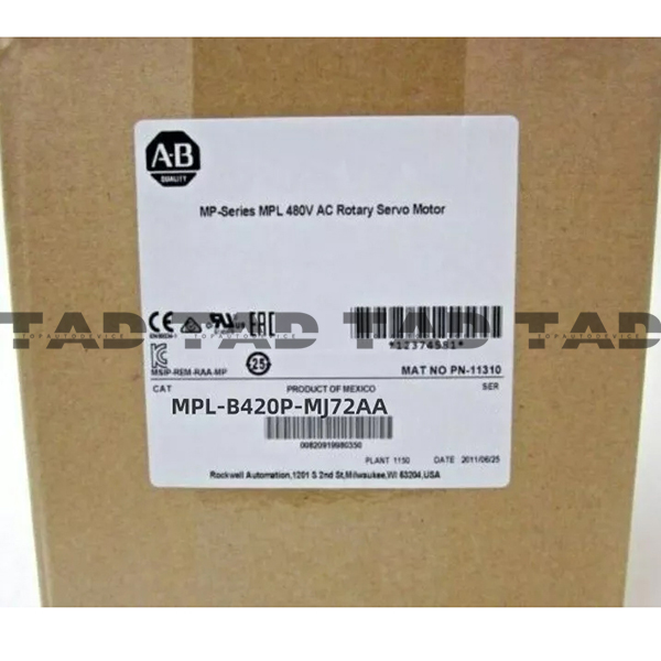 Allen-Bradley MPL-B420P-MJ72AA MP-Series MPL 480V AC Rotary Servo Motor
