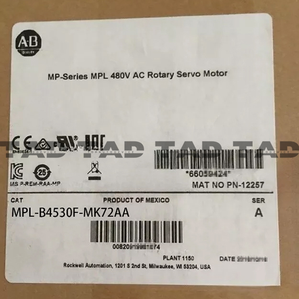 Allen-Bradley MPL-B4530F-MK72AA MP-Series MPL 480V AC Rotary Servo Motor