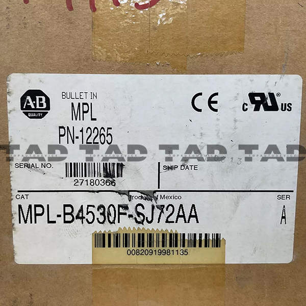 Allen-Bradley MPL-B4530F-SJ72AA  MP-Series MPL 480V AC Rotary Servo Motor
