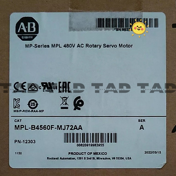 Allen-Bradley MPL-B4560F-MJ72AA MP-Series MPL 480V AC Rotary Servo Motor