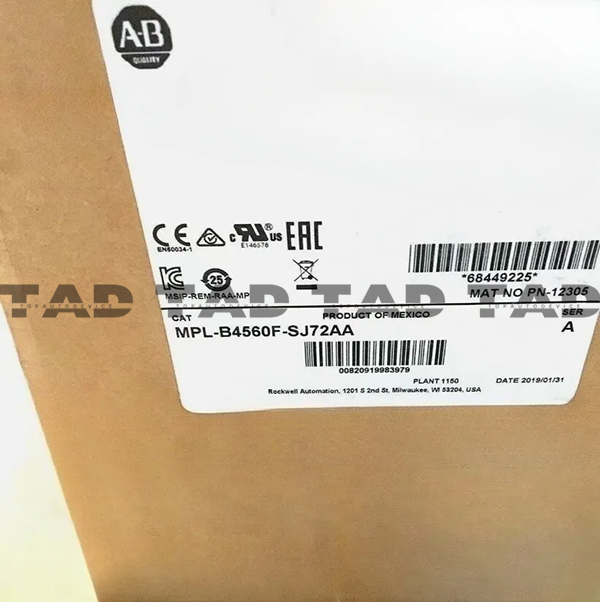 Allen-Bradley MPL-B4560F-SJ72AA MP-Series MPL 480V AC Rotary Servo Motor