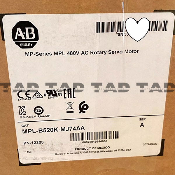 Allen-Bradley MPL-B520K-MJ74AA MP-Series MPL 480V AC Rotary Servo Motor
