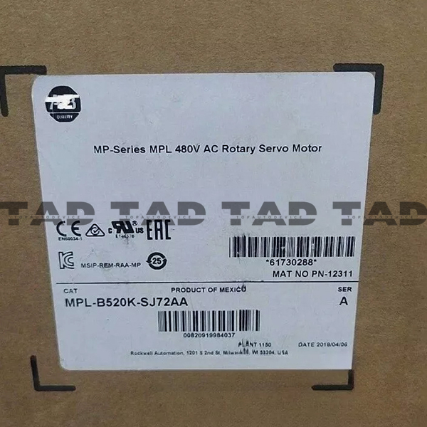 Allen-Bradley MPL-B520K-SJ72AA MP-Series MPL 480V AC Rotary Servo Motor