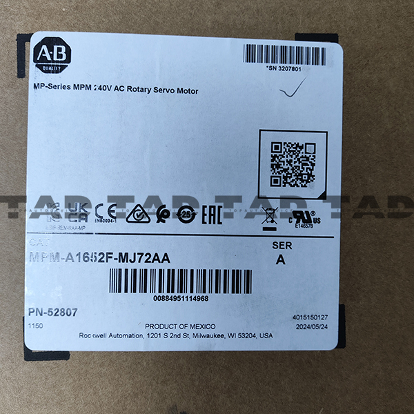 Allen-Bradley MPM-A1652F-MJ72AA MP-Series MPM 240V AC Rotary Servo Motor