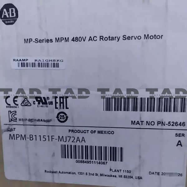 Allen-Bradley MPM-B1151F-MJ72AA MP-Series MPM 480V AC Rotary Servo Motor