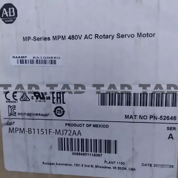 Allen-Bradley MPM-B1151F-MJ72AA MP-Series MPM 480V AC Rotary Servo Motor