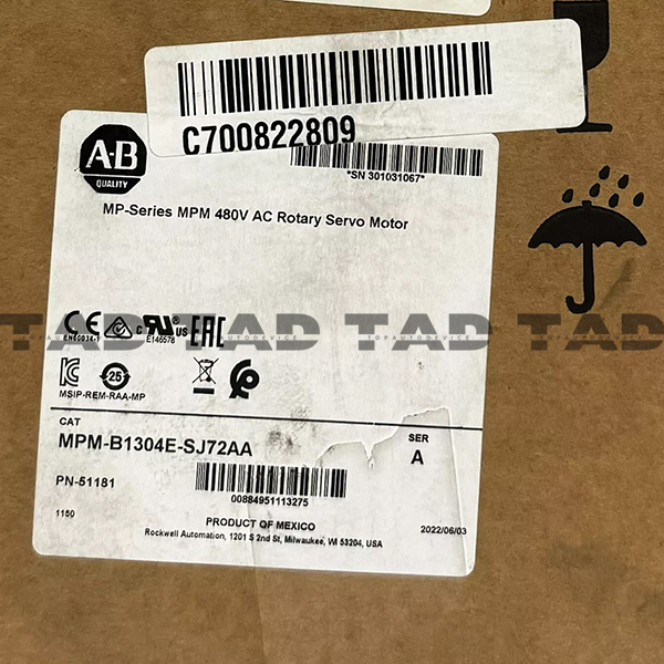 Allen-Bradley MPM-B1304E-SJ72AA MP-Series MPM 480V AC Rotary Servo Motor