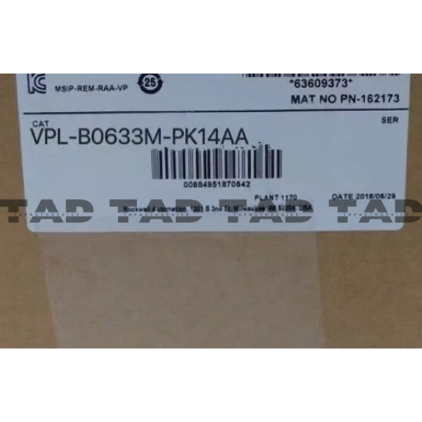 Allen-Bradley VPL-B0633M-PK14AA Kinetix VP Low Inertia Servo Motor