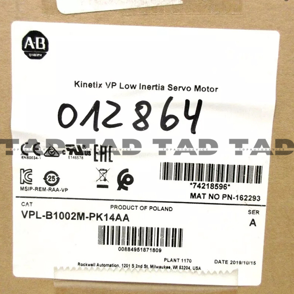 Allen-Bradley VPL-B1002M-PK14AA Kinetix VP Low Inertia Servo Motor
