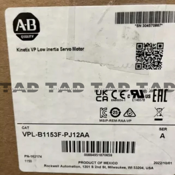 Allen-Bradley VPL-B1153F-PJ12AA Kinetix VP Low Inertia Servo Motor