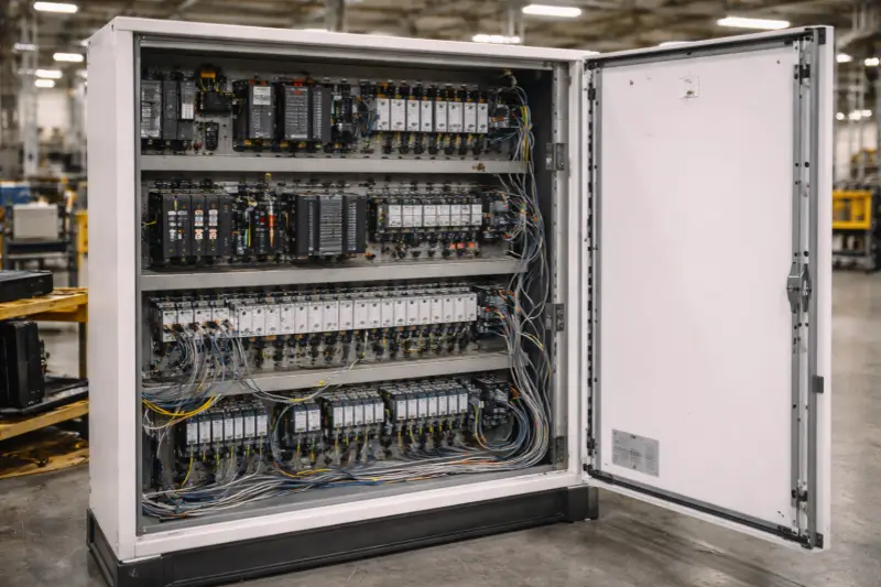 Well-maintained legacy PLC system operating reliably in an industrial plant