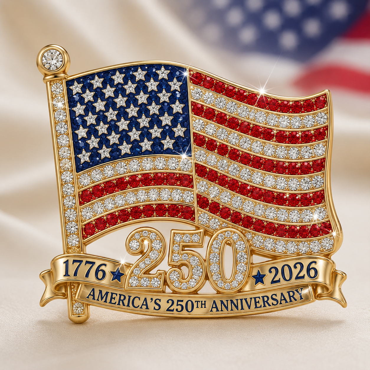 America’s 250th Anniversary Rhinestone Flag Pin