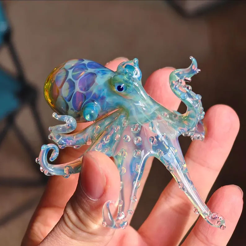Handmade Glass Octopus Figurine