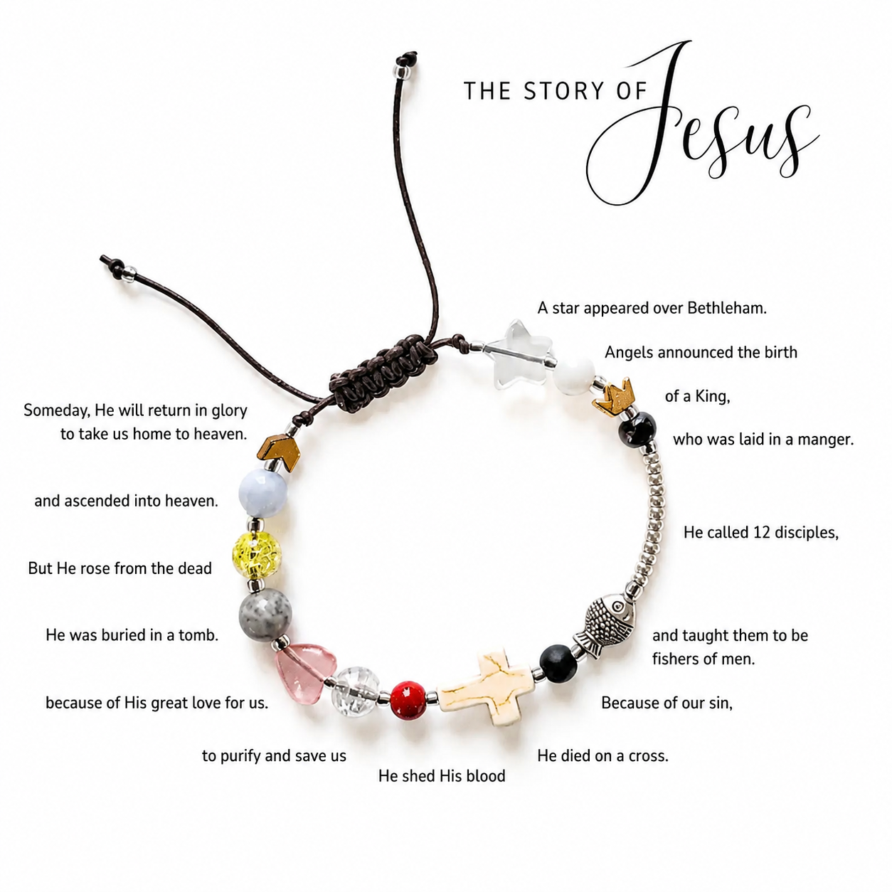 Handmade Story of Jesus Beaded Bracelet