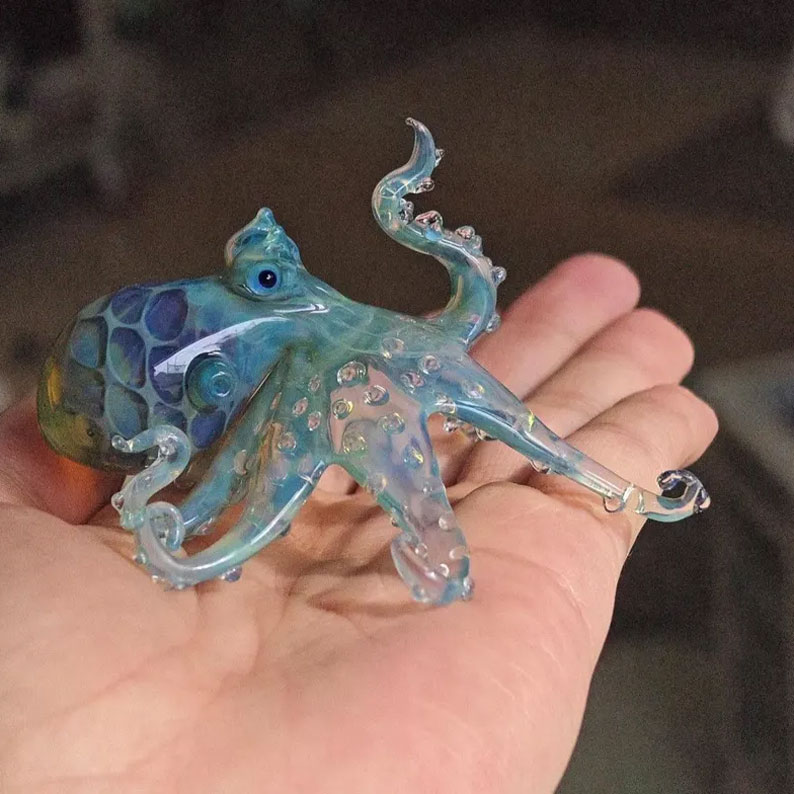 Handmade Glass Octopus Figurine