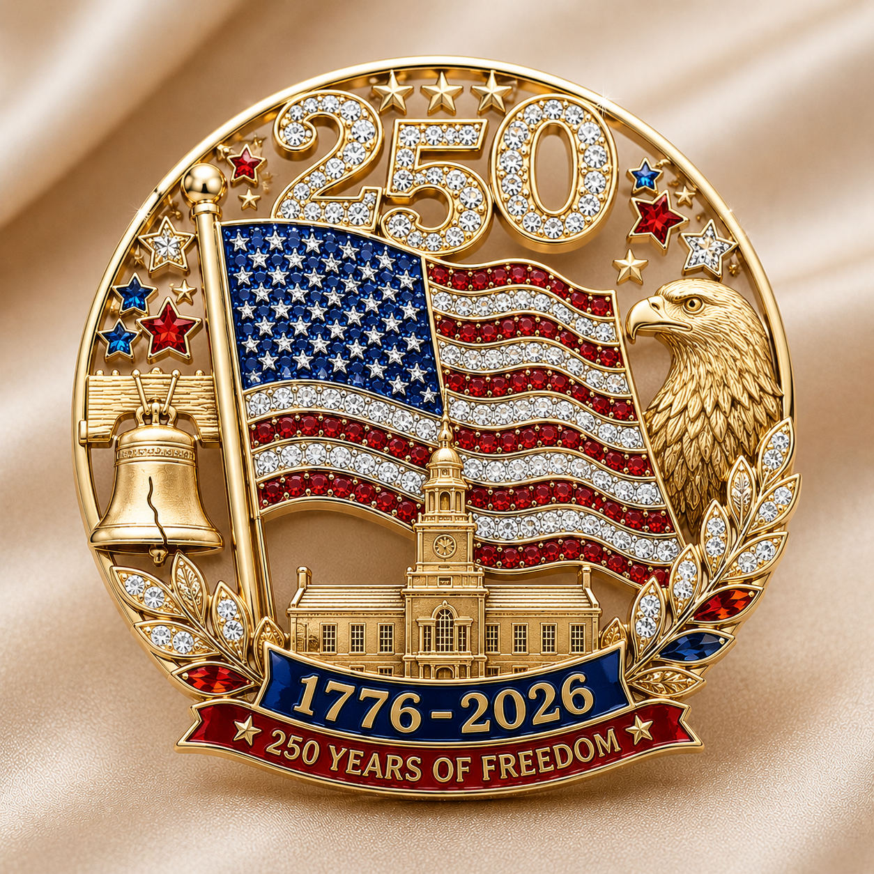 250 Years of Freedom Commemorative Rhinestone Pin