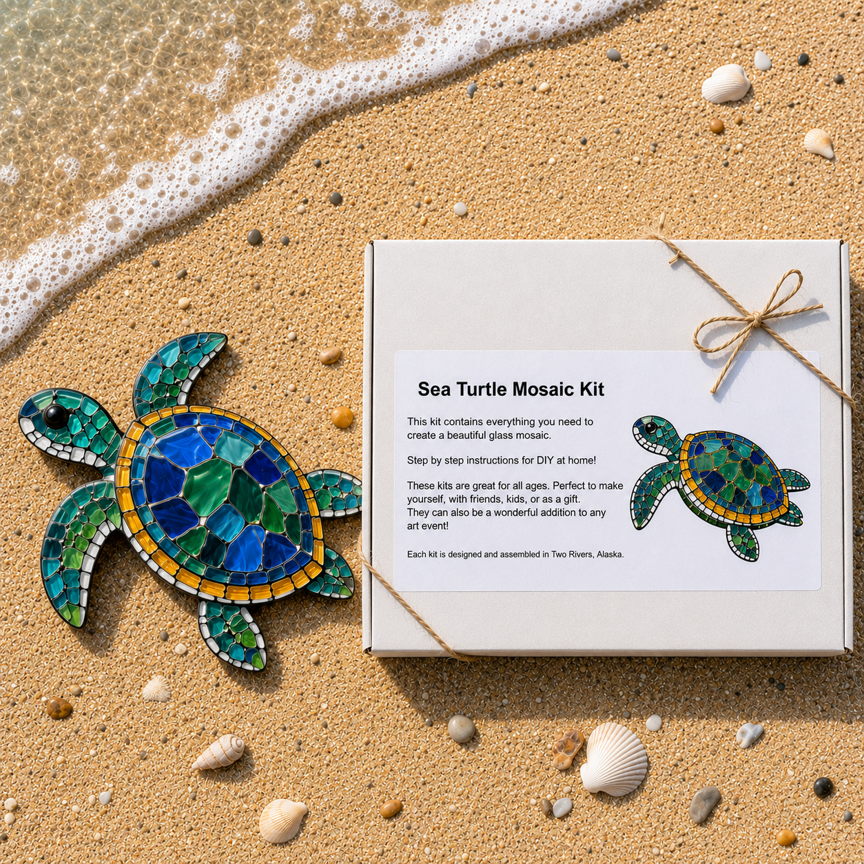 Sea turtle DIY mosaic kit style