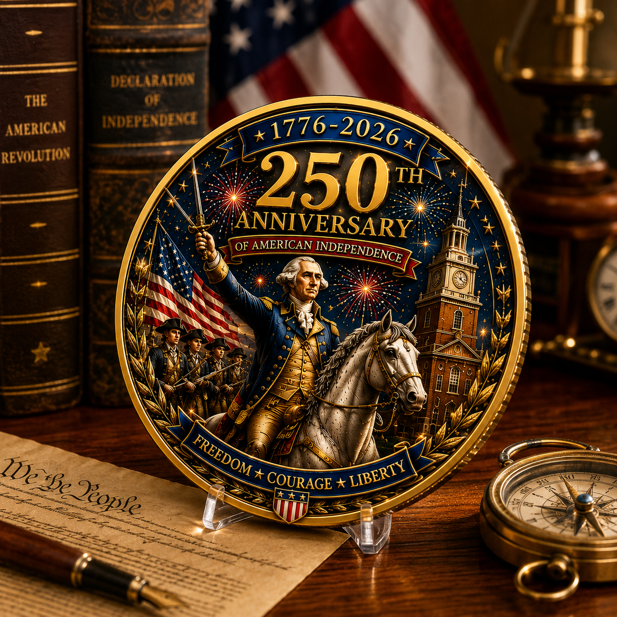 🎖️George Washington 250th Anniversary Independence Coin | Rare Collectible 1776-2026