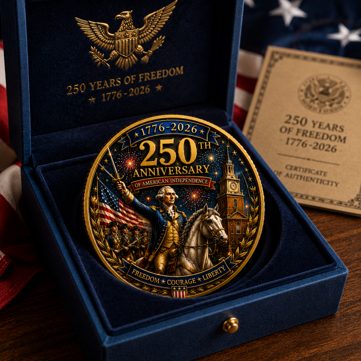 🎖️George Washington 250th Anniversary Independence Coin | Rare Collectible 1776-2026