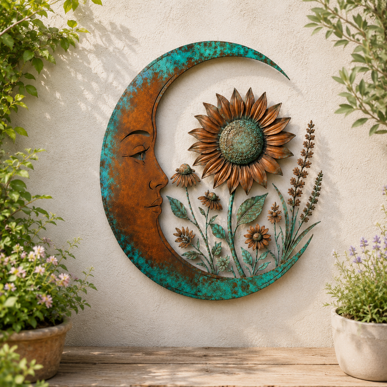 Crescent Moon Sunflower Wall Decor