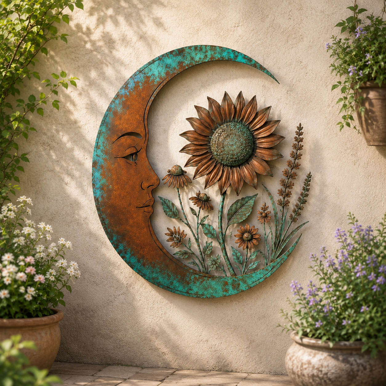 Crescent Moon Sunflower Wall Decor