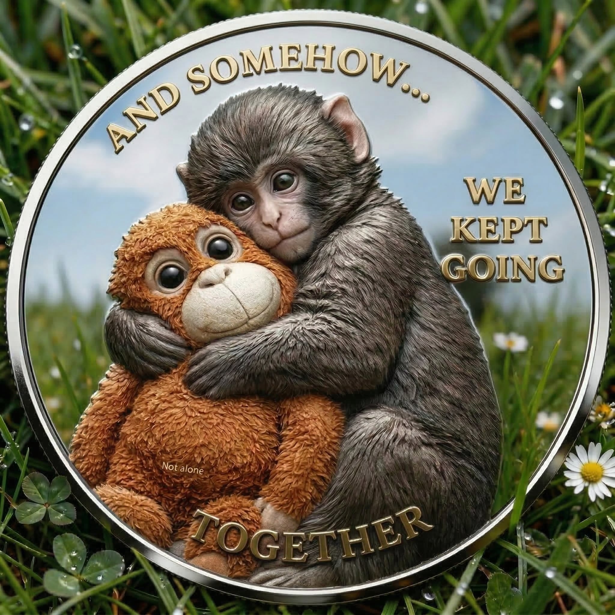 ⚡️Last Day 49% OFF - Hold On Together Commemorative Challenge Coin 🐒🪙💛