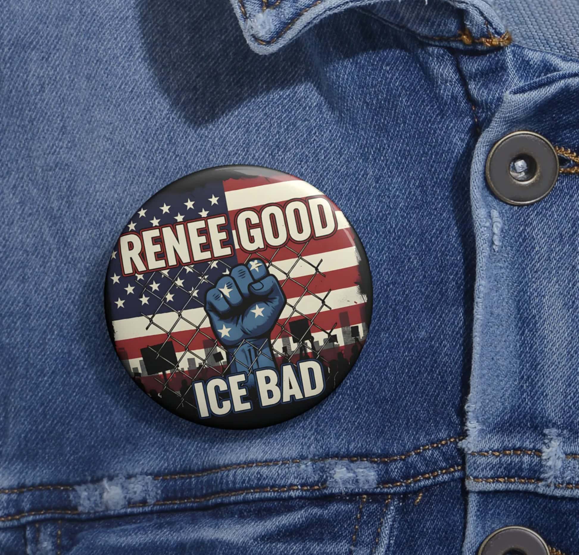 Renee Good ICE Bad Pin Button
