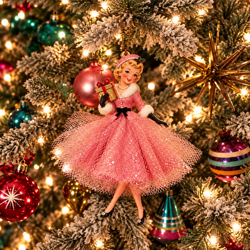 Vintage Inspired Retro Christmas Lady Ornaments – 1950s Nostalgia