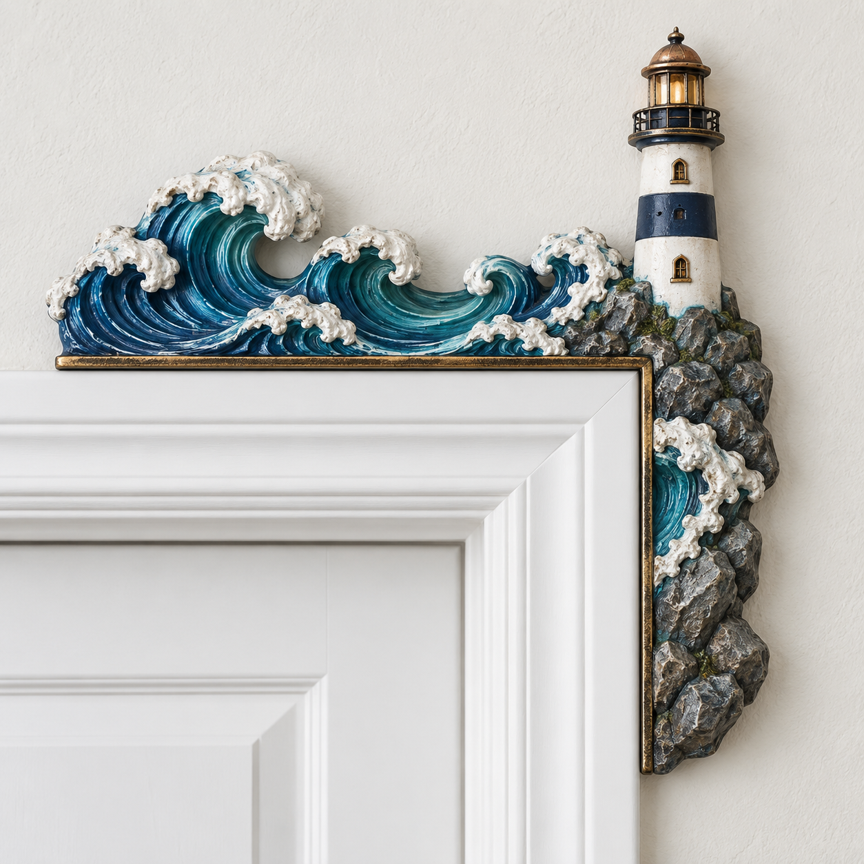 Lighthouse & Ocean Waves Door Topper