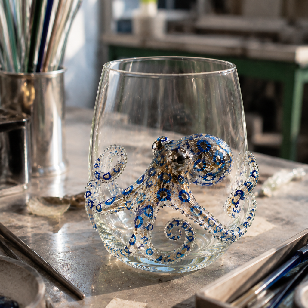 Artisanal Blue Ringed Octopus Glassware