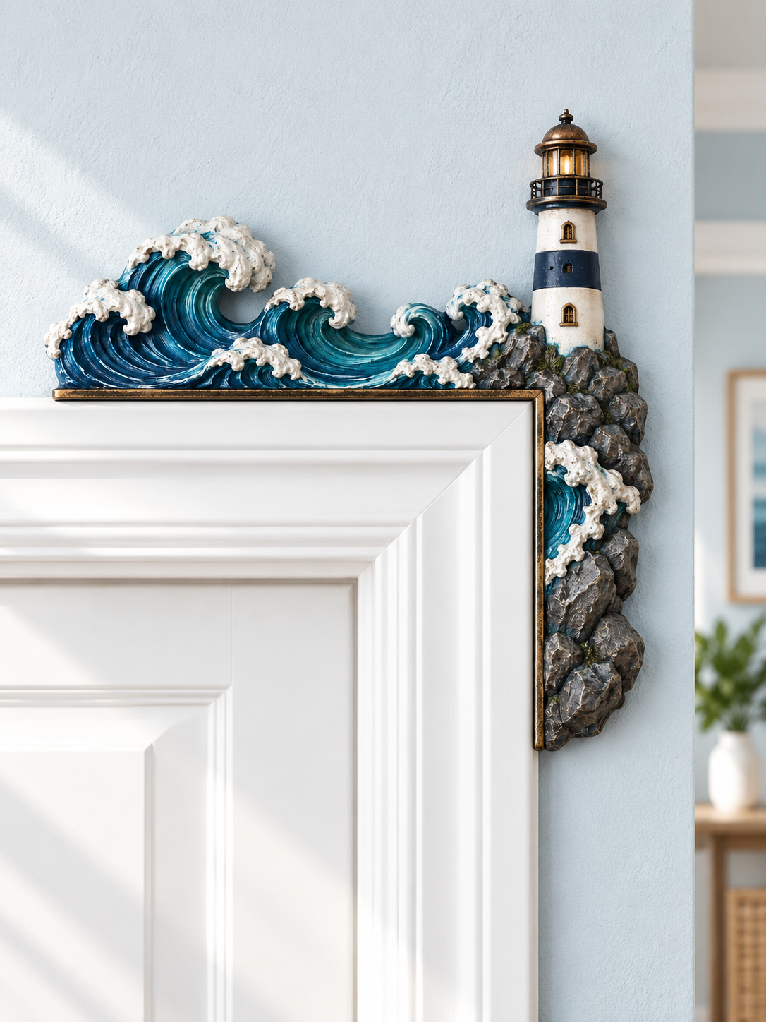 Lighthouse & Ocean Waves Door Topper