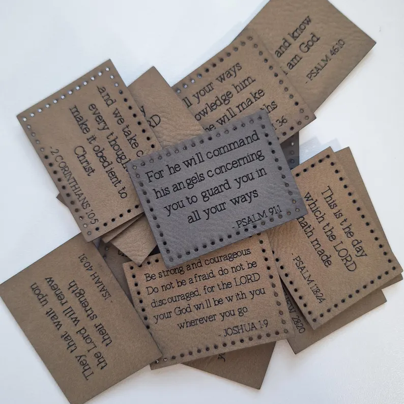 Christian Bible Verse Patch Set (9 tags)-Leather Sew On Labels