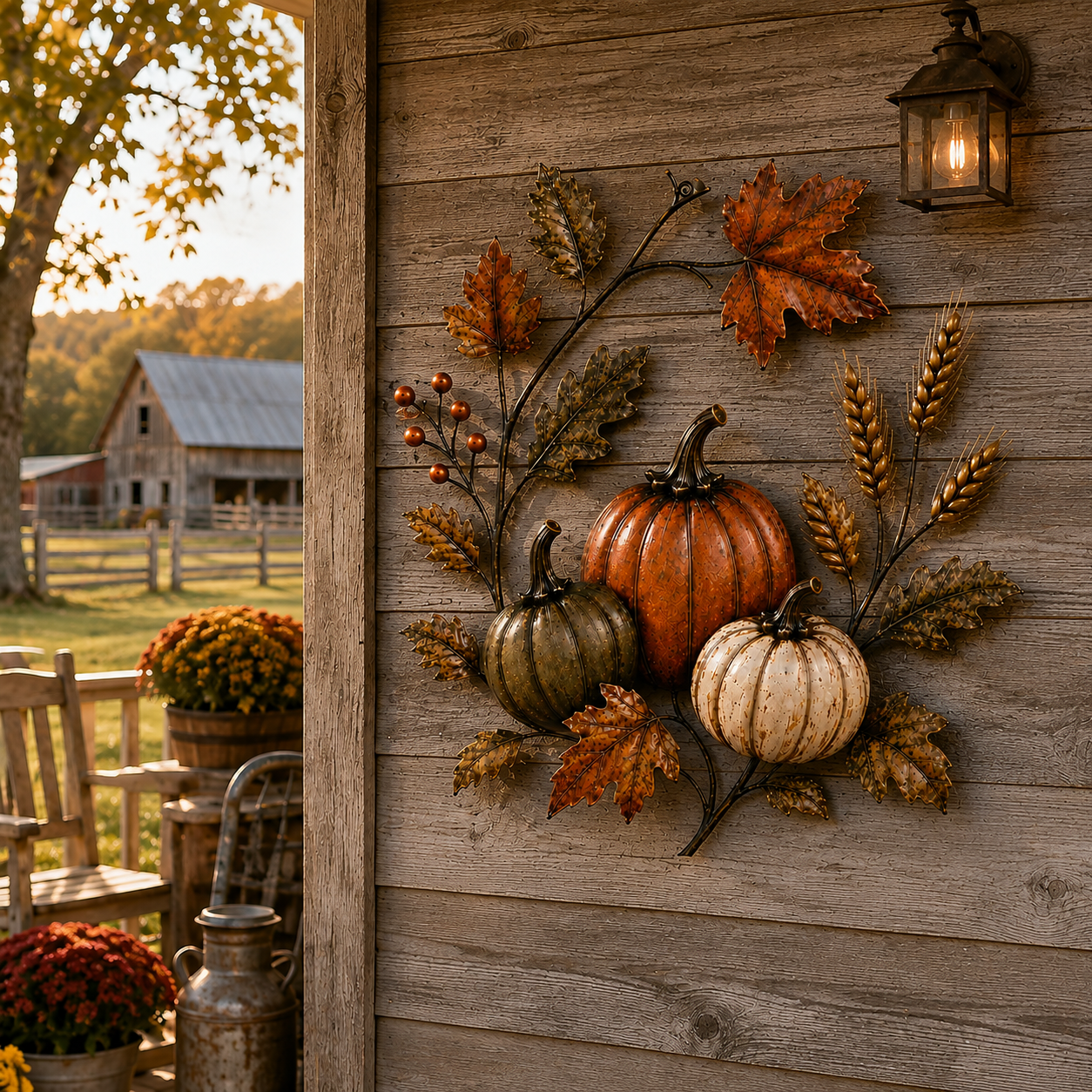 Autumn Pumpkin Metal Wall Decor