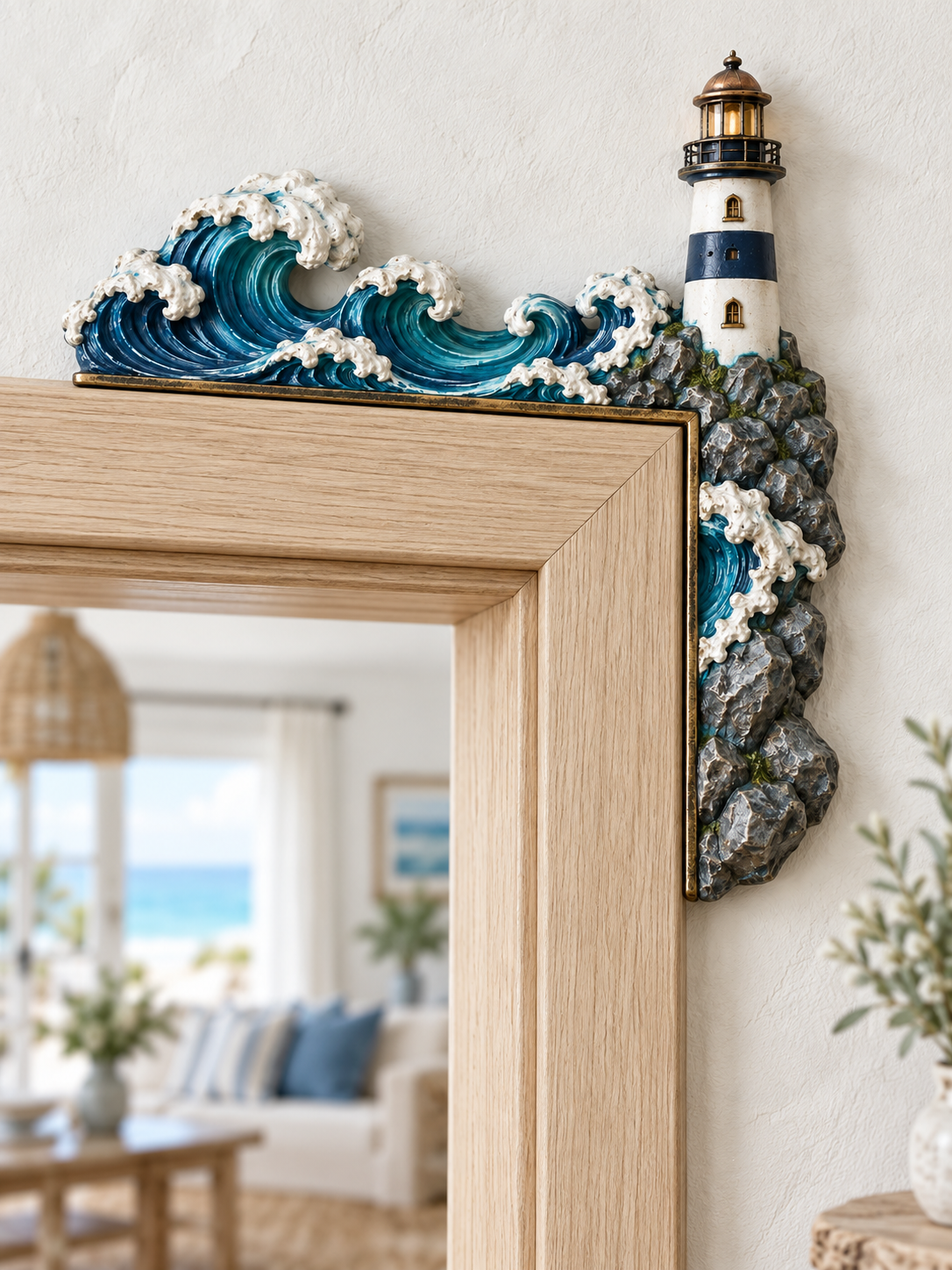 Lighthouse & Ocean Waves Door Topper