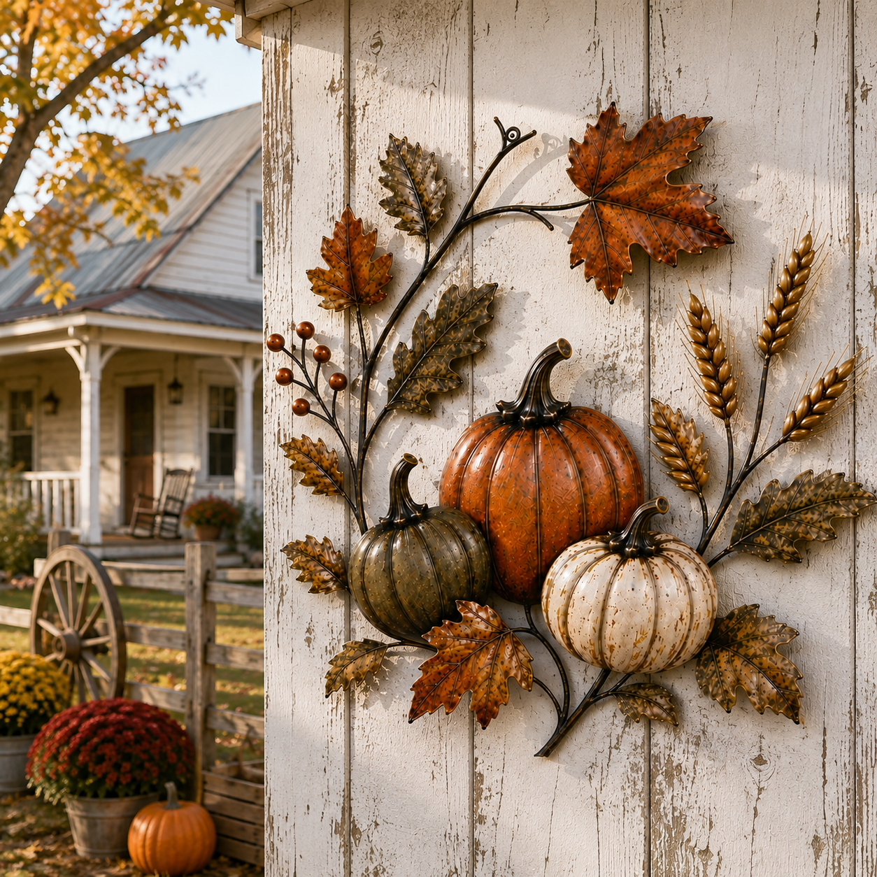Autumn Pumpkin Metal Wall Decor