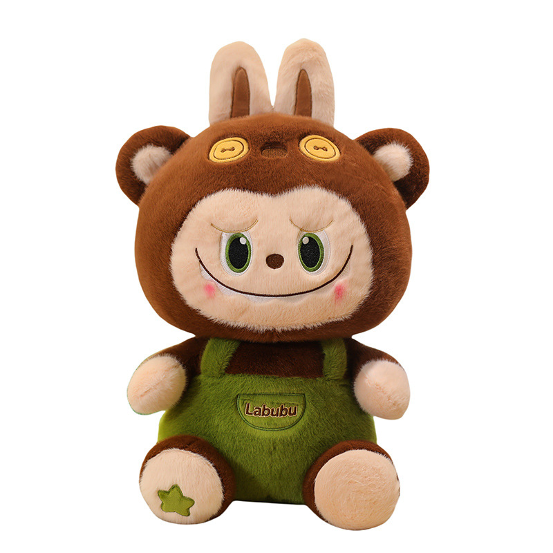Labubu Plush Doll (Brown Overalls Edition)