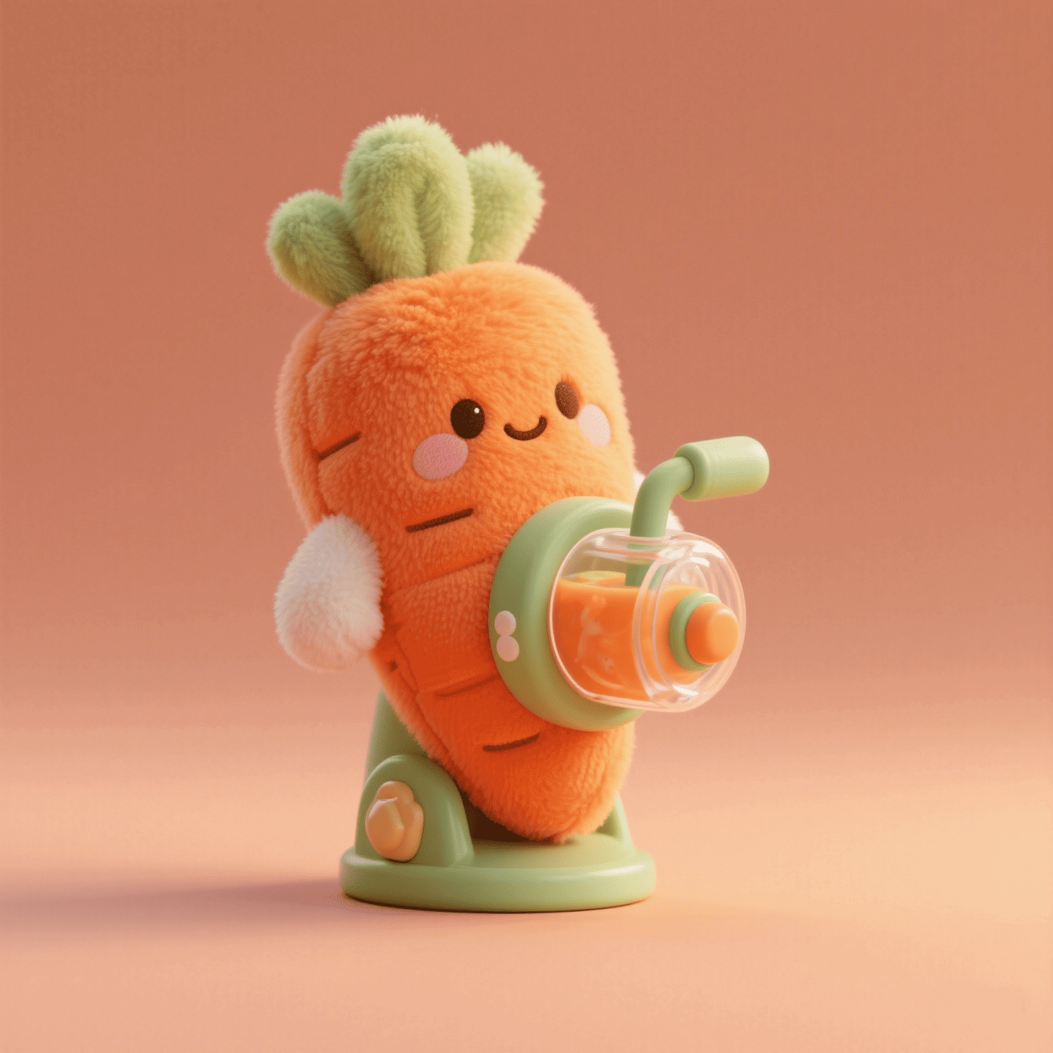 Carrot juice plush toy with rotating juicer toy part