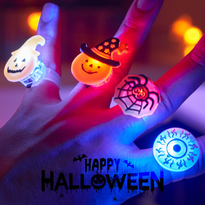 Kibtoys Halloween LED Finger Rings – 50 PCS Glow in the Dark Cartoon Rings for Kids