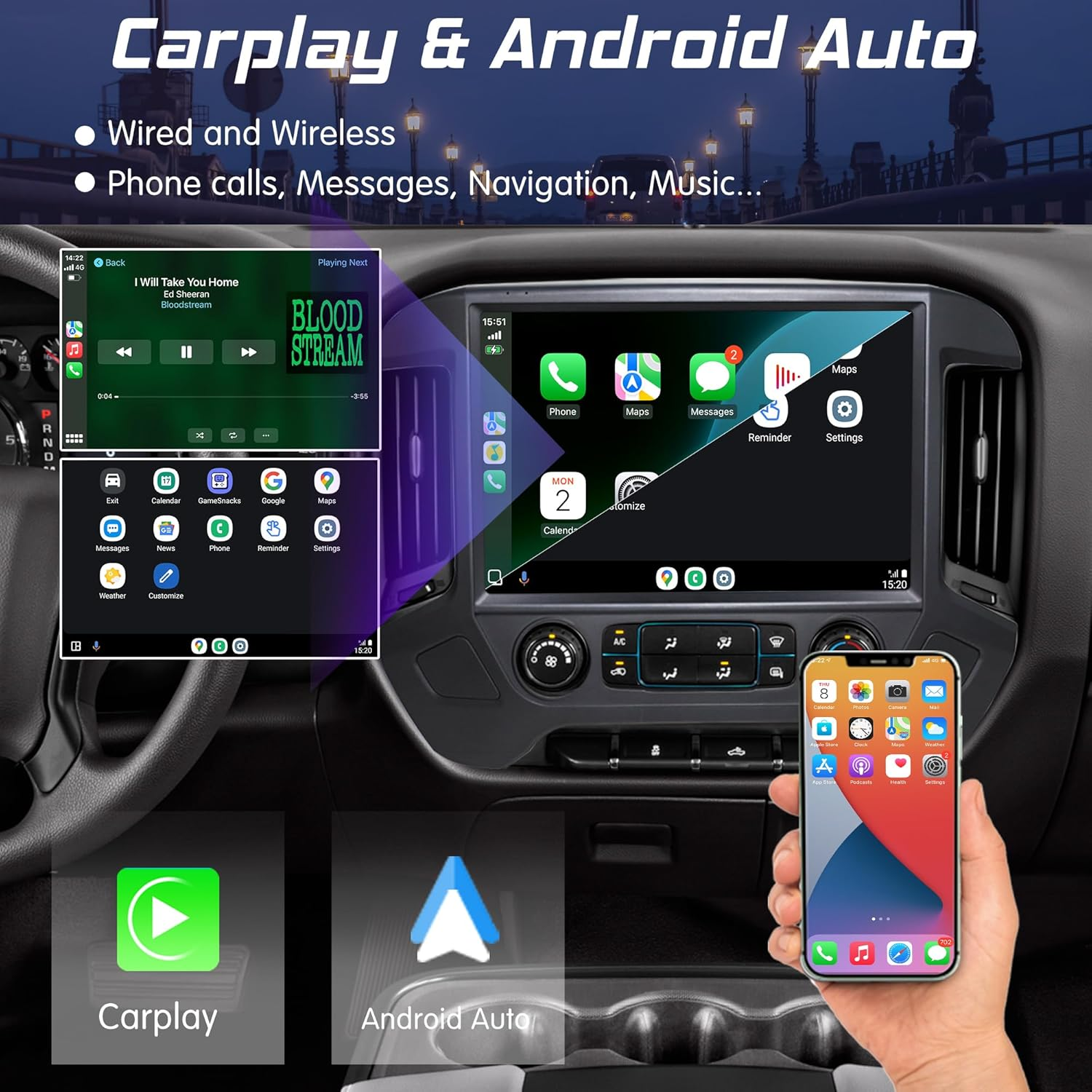 13“inch Tesla Style Android 13 Car Radio GPS Navigation For GMC Sierra Chevrolet Silverado 2014-2019 Car Multimedia Stereo Player