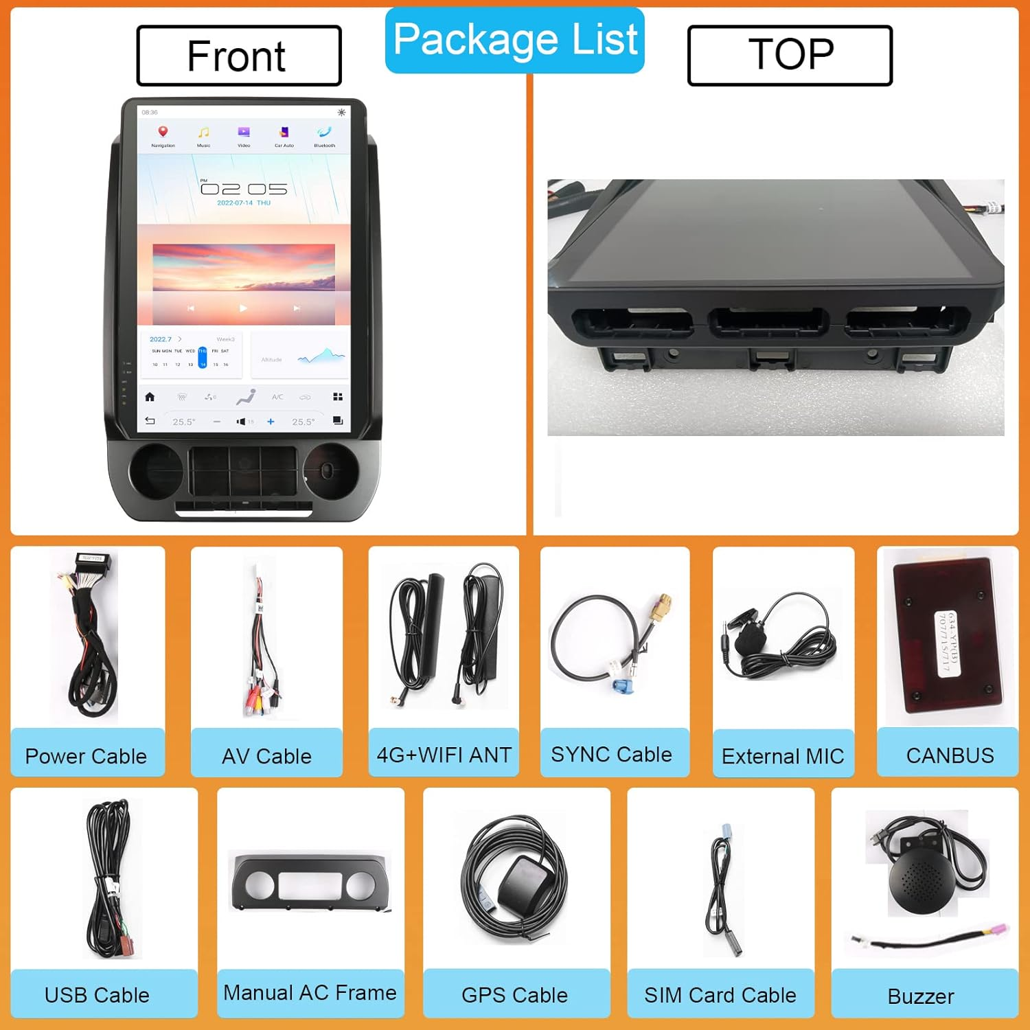 14.4“inch Tesla Style Vertical Screen Android 13 Car Radio GPS Navigation For Ford F-150 2015-2021 Car Multimedia Stereo Player