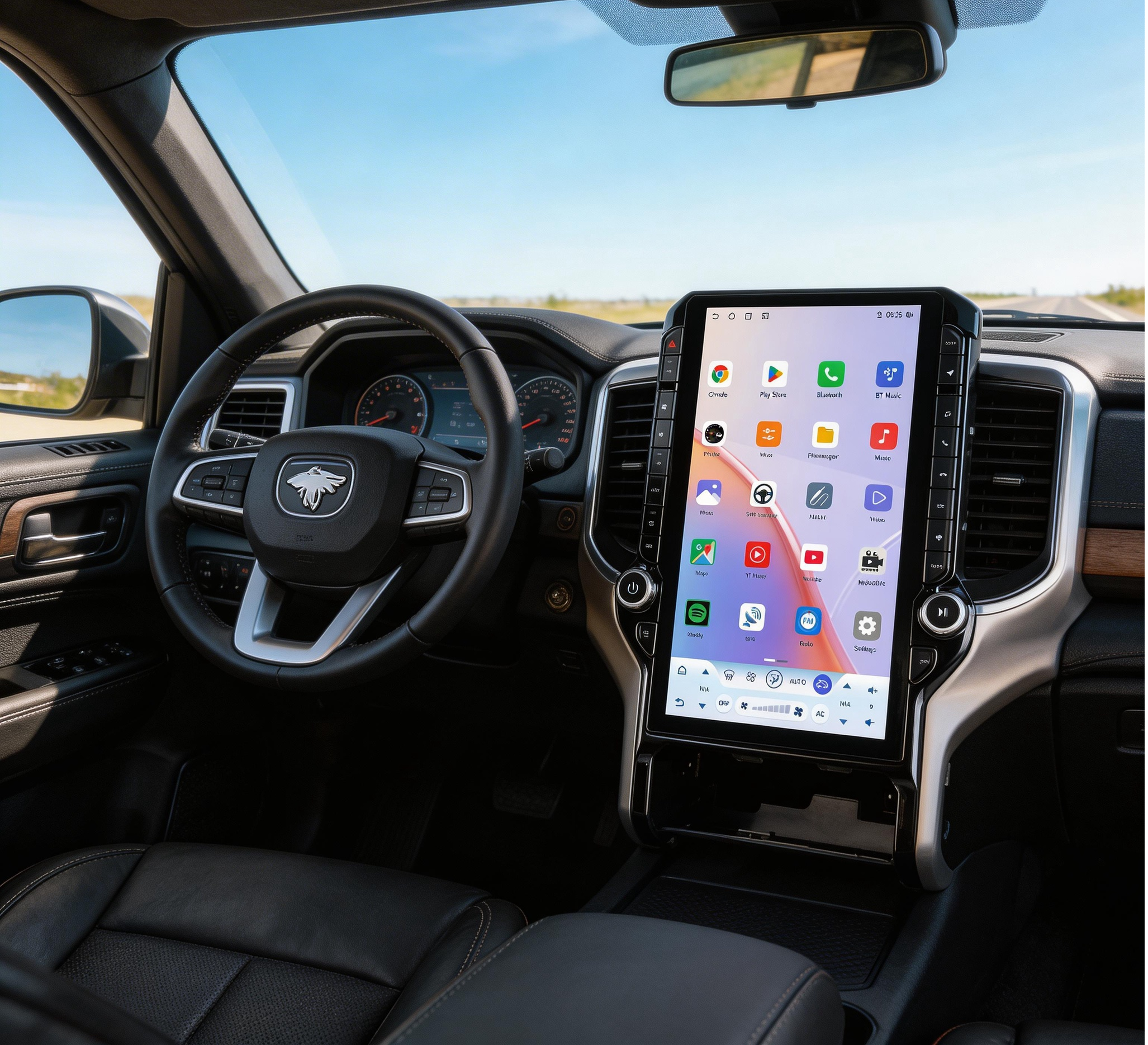 14.4“inch Tesla Style Vertical Screen Android 13 Car Radio GPS Navigation For Dodge RAM 2019-2023 Car Multimedia Stereo Player