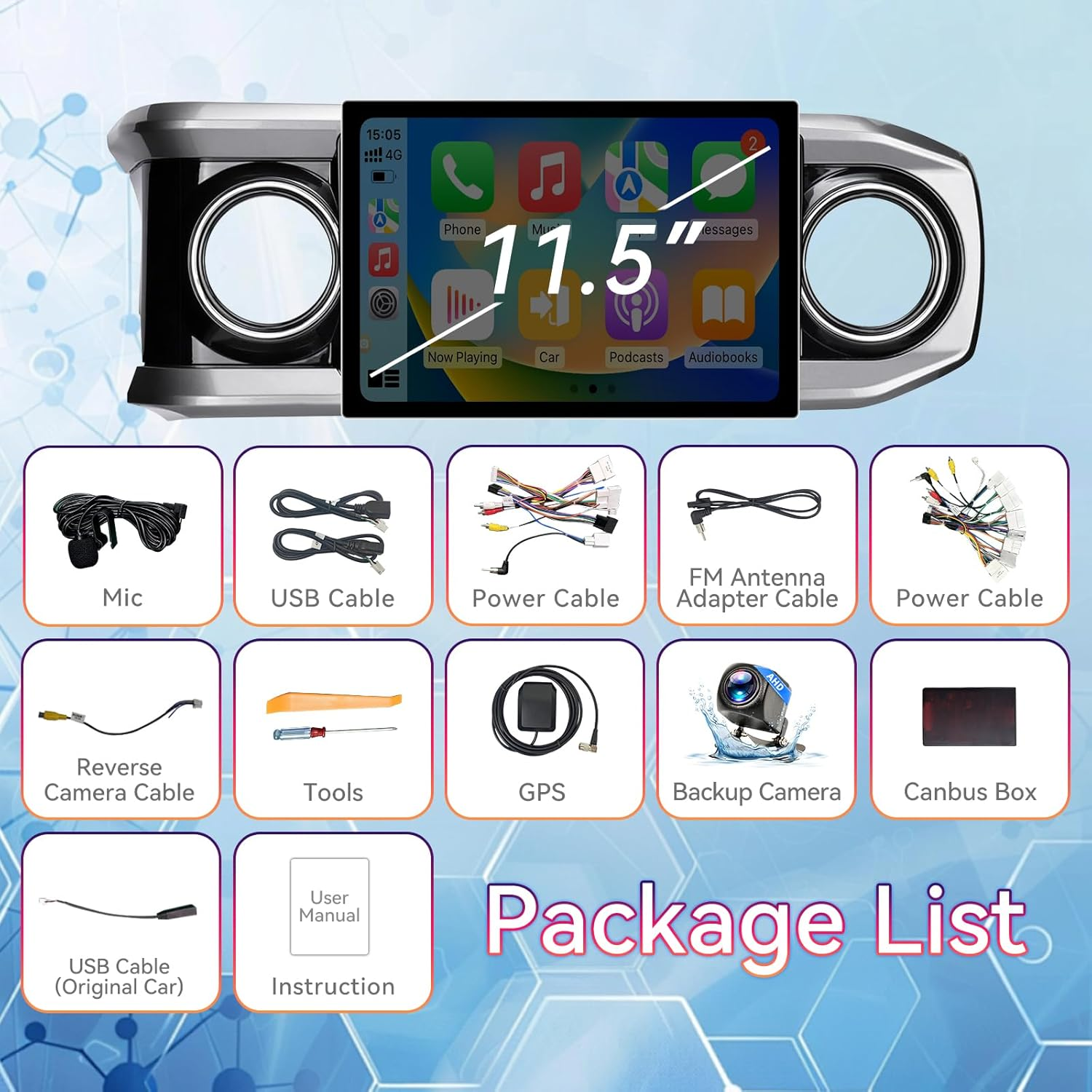 11.5“inch Tesla Style Android 13 Car Radio GPS Navigation For Toyota Tacoma 2016-2023 Car Multimedia Stereo Player