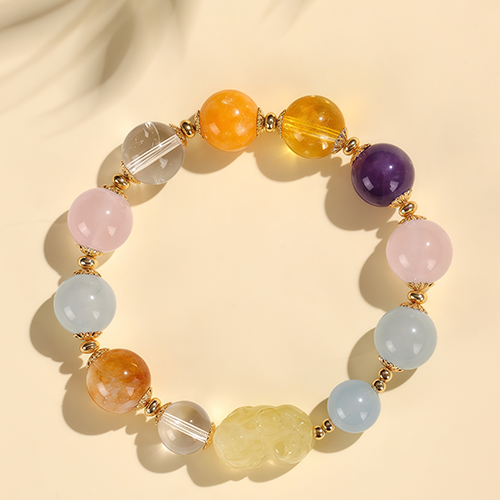 Citrine Nine-Tailed Fox & Pixiu Multi-Gemstone Bracele