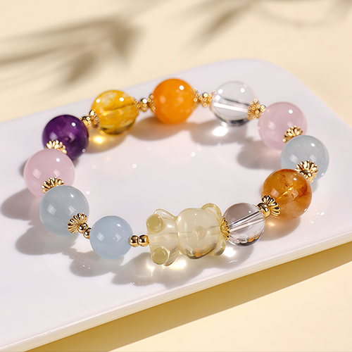  Citrine Nine-Tailed Fox & Pixiu Multi-Gemstone Bracele